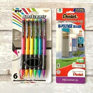 Rainbow Mechanical Pencils Lead Eraser Refillable School Office Supplies NEW